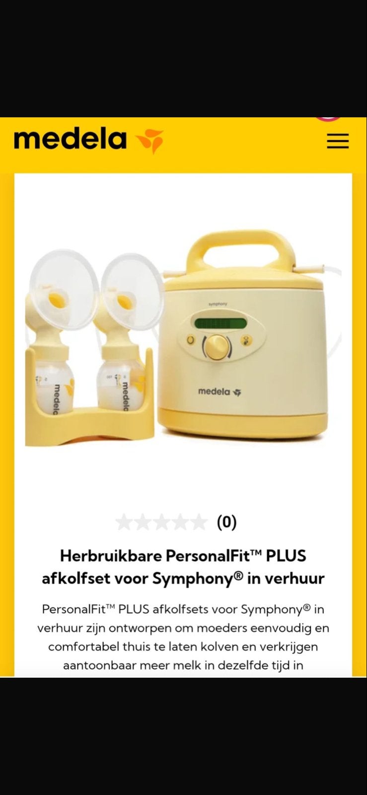 Medela Symphony borstkolf met PersonalFit PLUS afkolfsets, Ophalen of Verzenden, Gebruikt