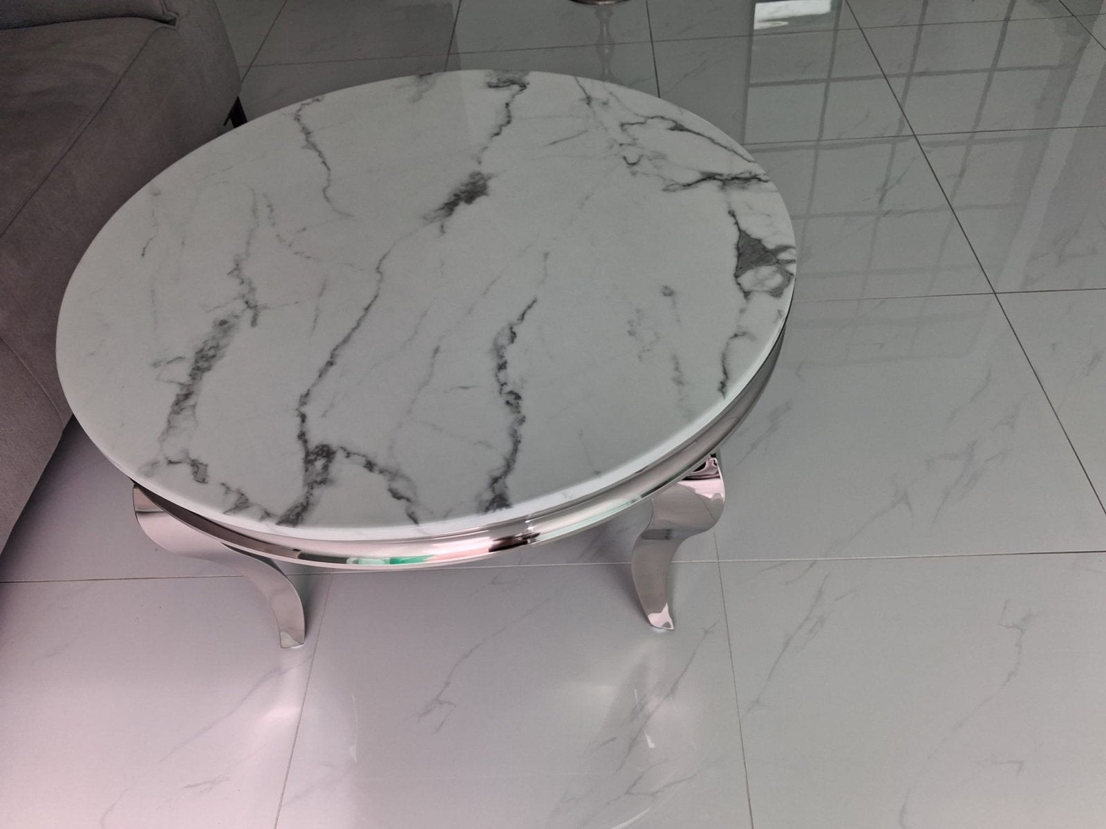 Ronde marmeren salontafel - Diameter 90cm, Hoogte 50cm, Huis en Inrichting, Tafels | Salontafels, Ophalen, Overige materialen