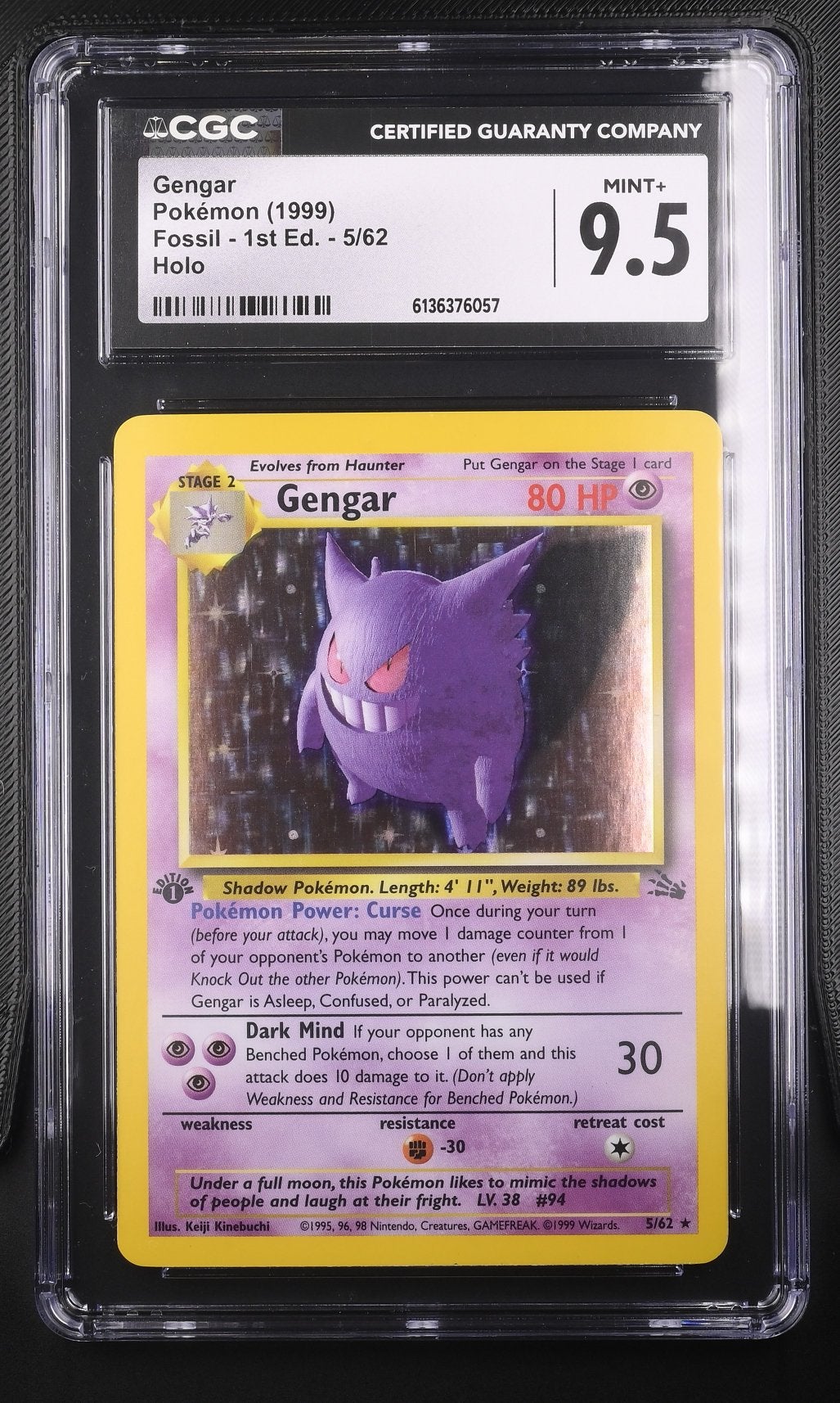 Gengar #5 Holo 1st Edition Fossil CGC 9.5+ Pokémon Kaart, Ophalen of Verzenden, Zo goed als nieuw, Losse kaart, Foil