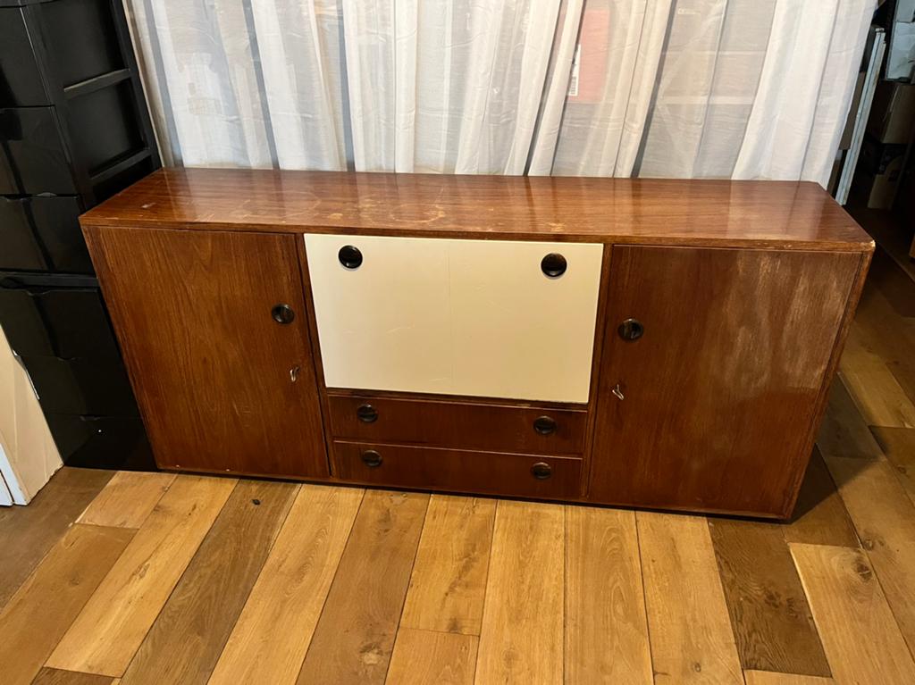 Groot retro dressoir, Ophalen, Zo goed als nieuw, 25 tot 50 cm, 200 cm of meer
