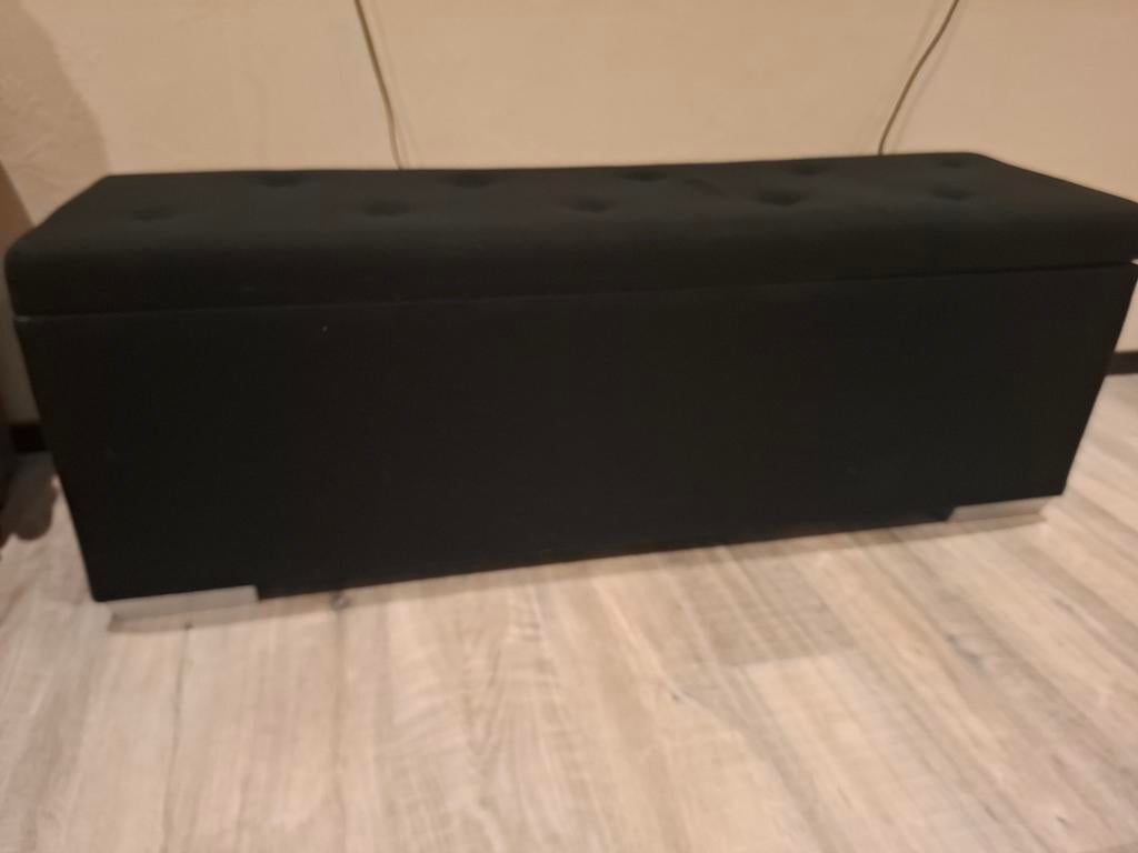 Zwarte dekenkist gestoffeerd Swiss Sense 140x40x48 cm, Ophalen of Verzenden