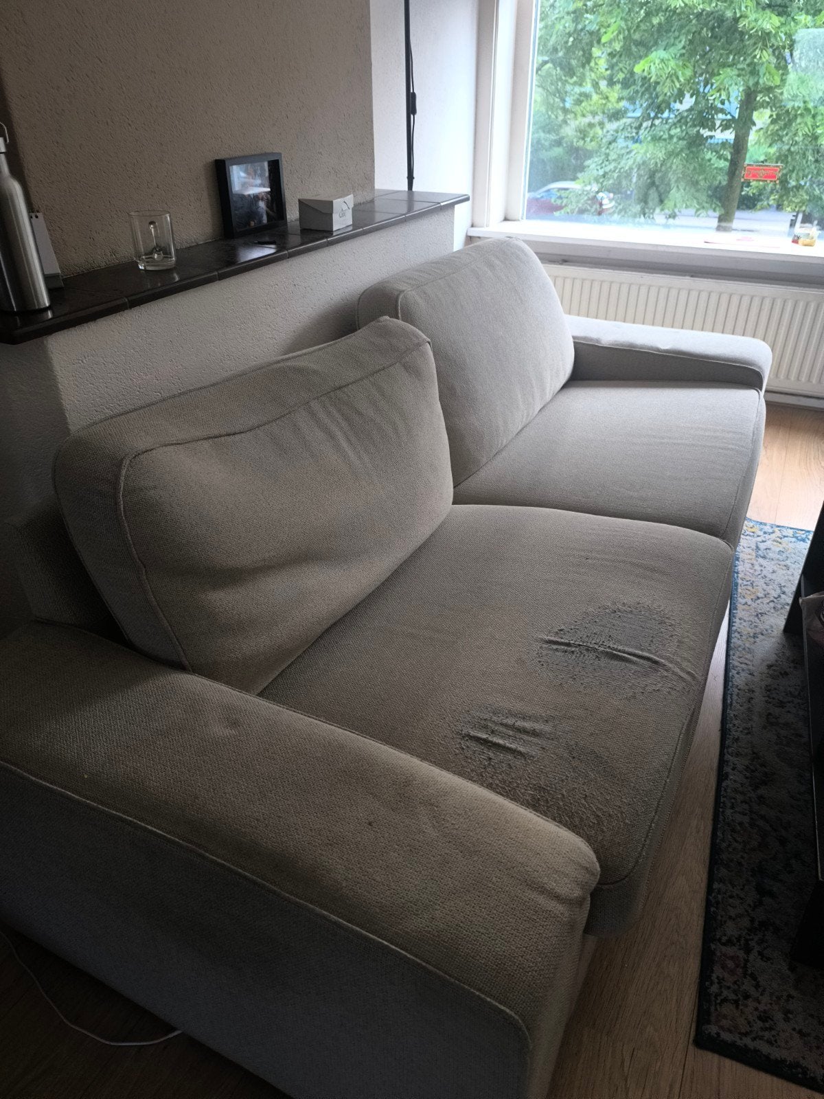 2-zitsbank met los loungegedeelte - hoes licht beschadigd, Ophalen, Gebruikt, 150 tot 200 cm, Tweepersoons