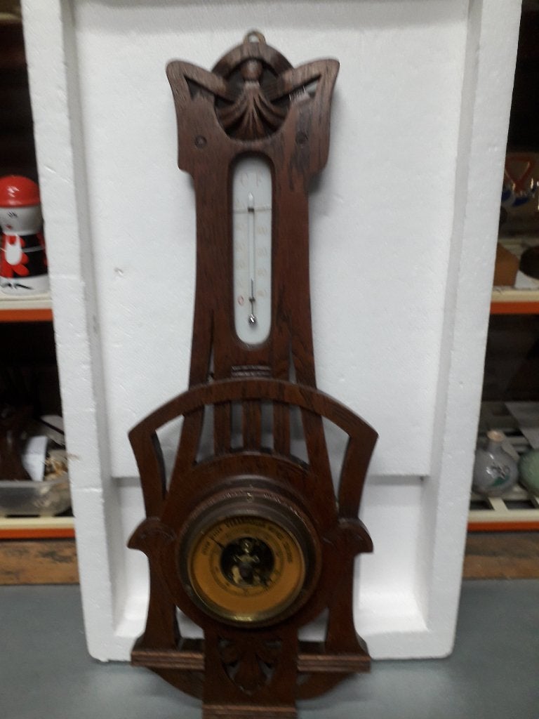 ANTIEKE HOLLANDSE JUGENDSTIL BARO en THERMOMETER I.G.STAAT, Ophalen of Verzenden