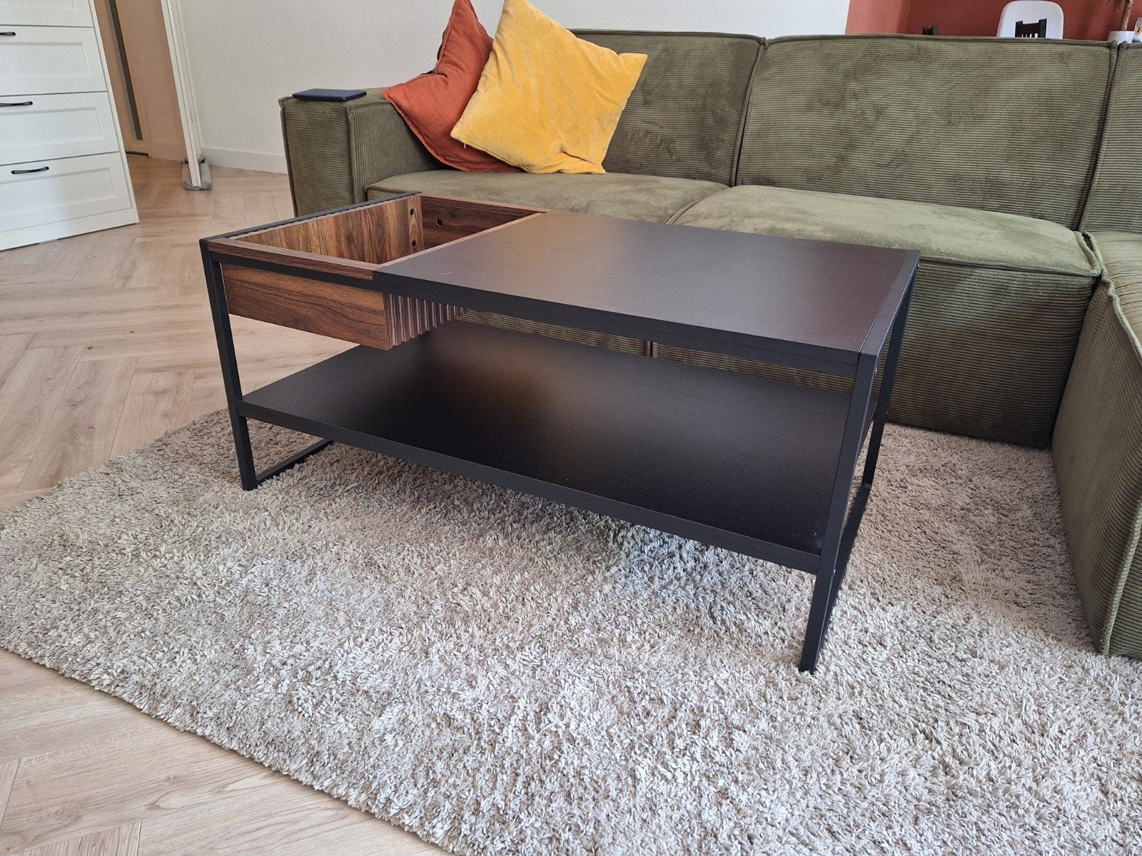 Salontafel zwart houtskleur, Tuin en Terras, Tuinsets en Loungesets, Ophalen, Zo goed als nieuw