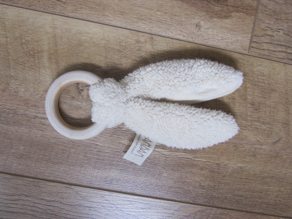 BAMBAM Because we care: blank houten bijtring +2 pluche oren, Overige merken, Overige karakters, Konijn, Ophalen of Verzenden
