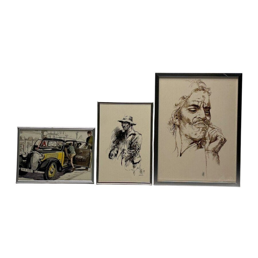 Will Berg (1921-2001), drie diverse tekeningen, Ophalen of Verzenden