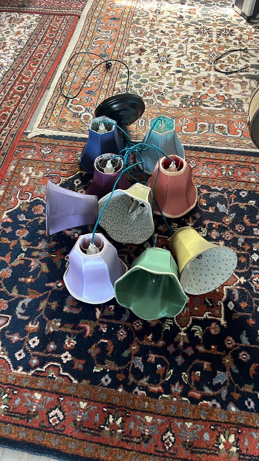 Vintage lampenkapjes kroon luchter, Ophalen, Minder dan 50 cm, 100 tot 150 cm, Zo goed als nieuw