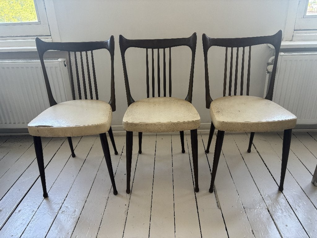 vintage eetkamerstoelen, Ophalen, Gebruikt, Drie, Wit