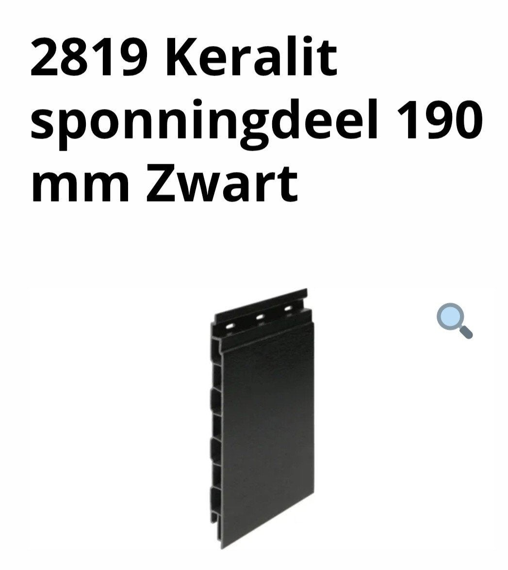 Keralit Zwart sponningdeel 190 mm ral 9005, Ophalen of Verzenden