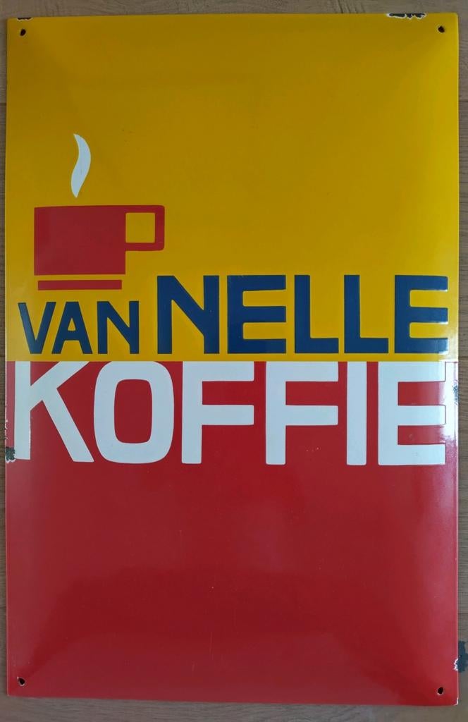 Emaille Reclamebord Van Nelle Koffie, Ophalen