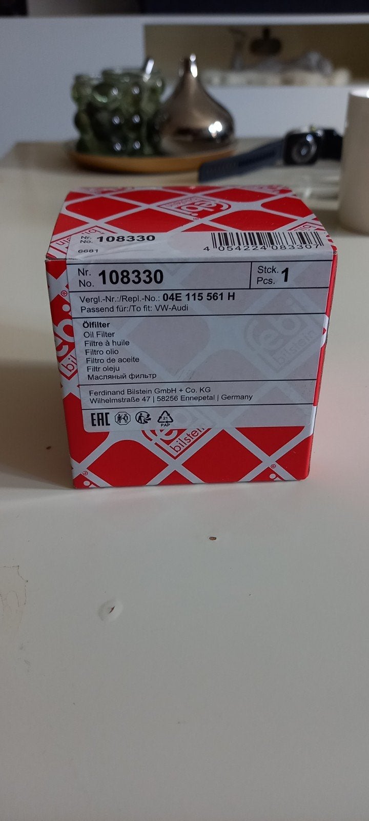 Nieuwe Febi Bilstein Oliefilter voor VW-Audi (Nr. 108330), Ophalen