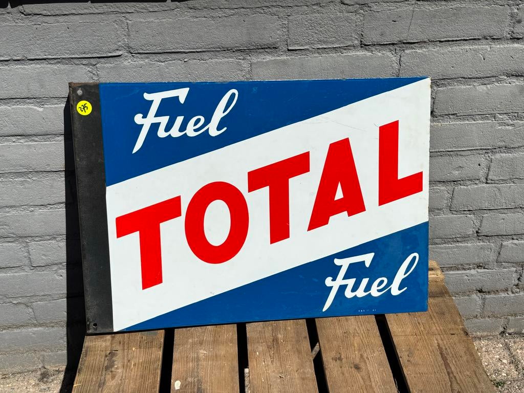 Vintage Total Fuel Emaille Reclamebord - Origineel Bord, Antiek en Kunst, Ophalen