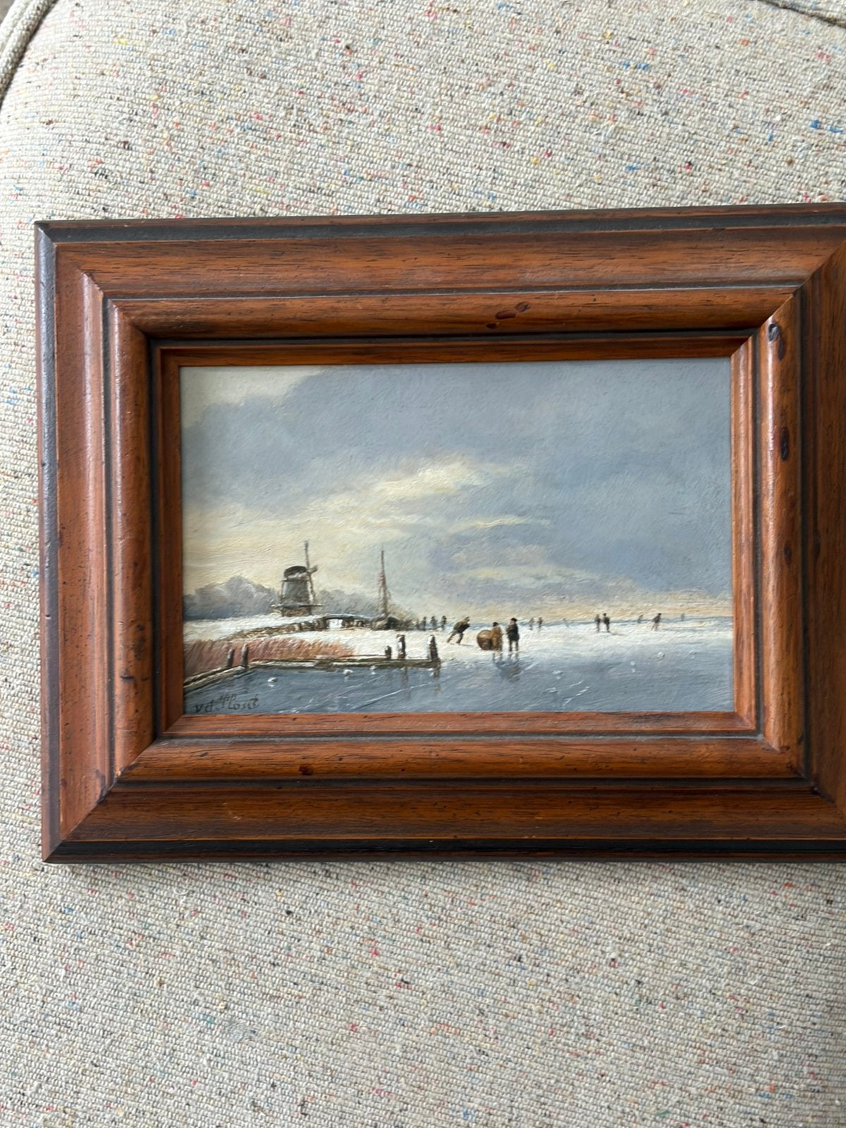 Oud Hollands winterlandschap met schaatsers - gesigneerd, Antiek en Kunst, Doek, Oud hollands, Ophalen of Verzenden, Gesigneerd