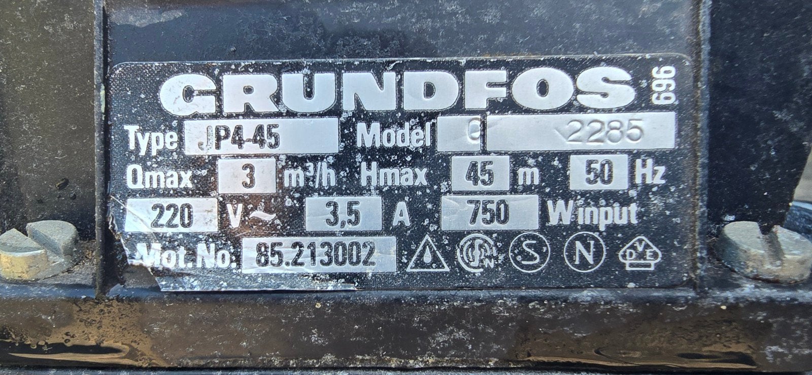 Grundfos JP4-45 RVS Zelfaanzuigende Jetpomp/Waterpomp, Ophalen, Gebruikt, Elektrisch, Overige typen