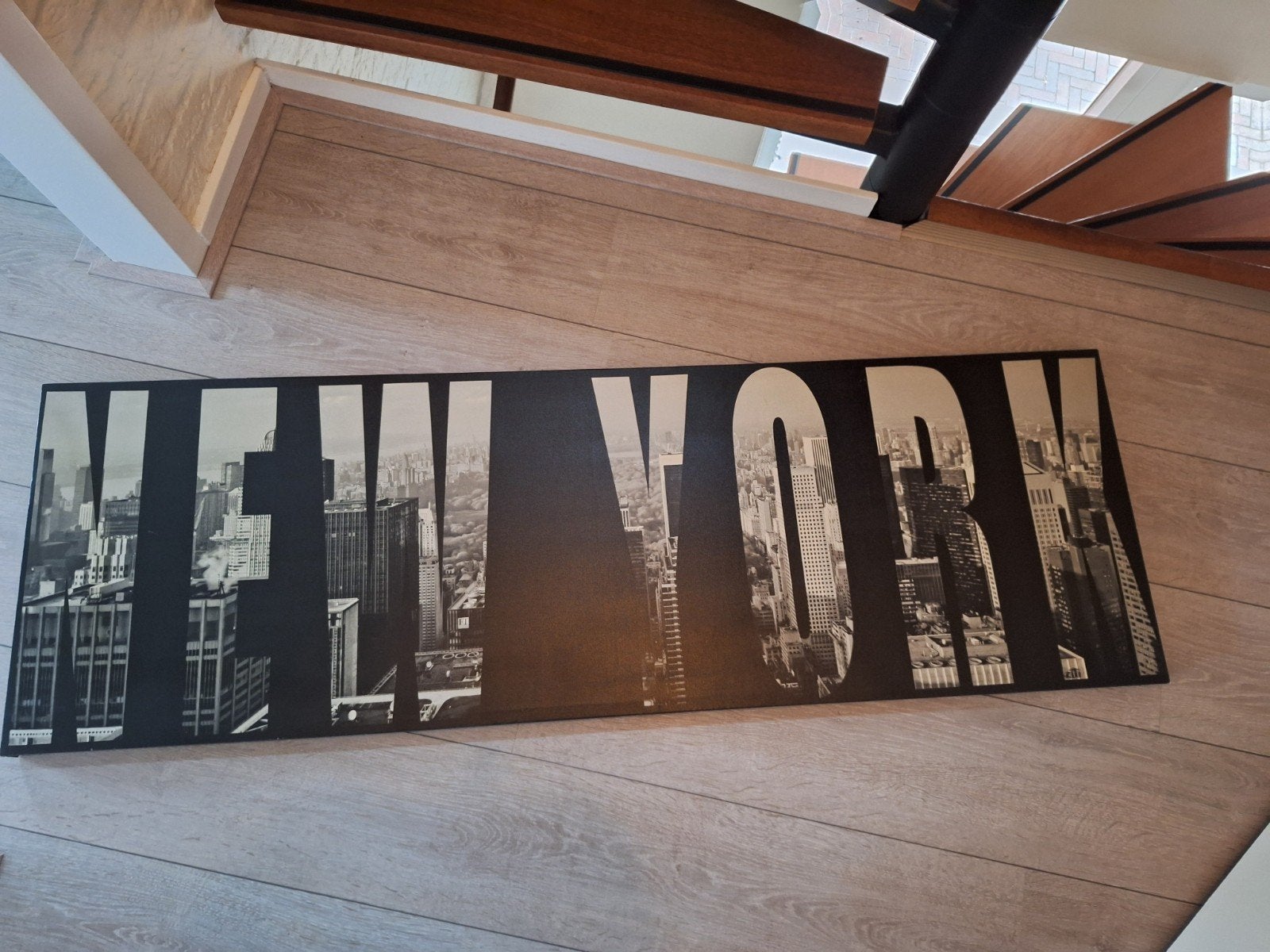 Canvas schilderij New York skyline zwart-wit 140x45 cm, Ophalen, Gebruikt, 125 cm of meer, Schilderij