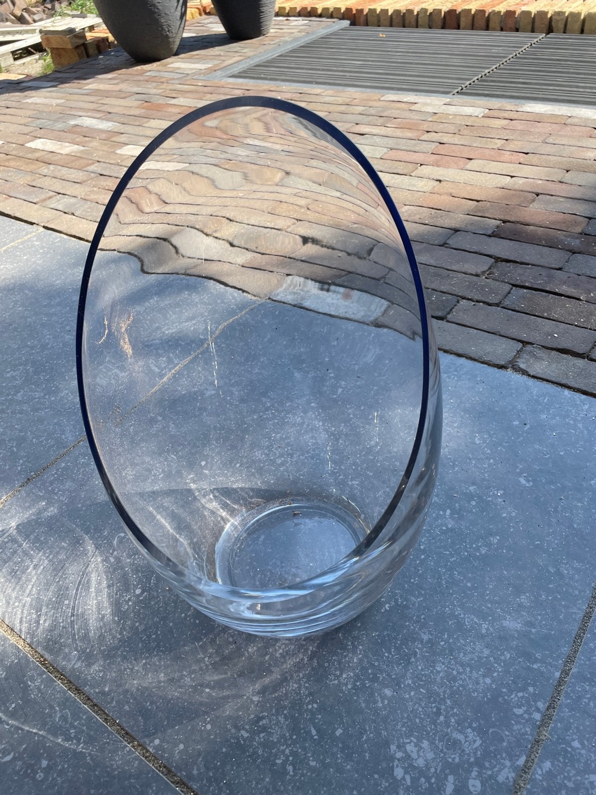 Glazen vaas, ei-vormig, 44 cm hoog, Ophalen