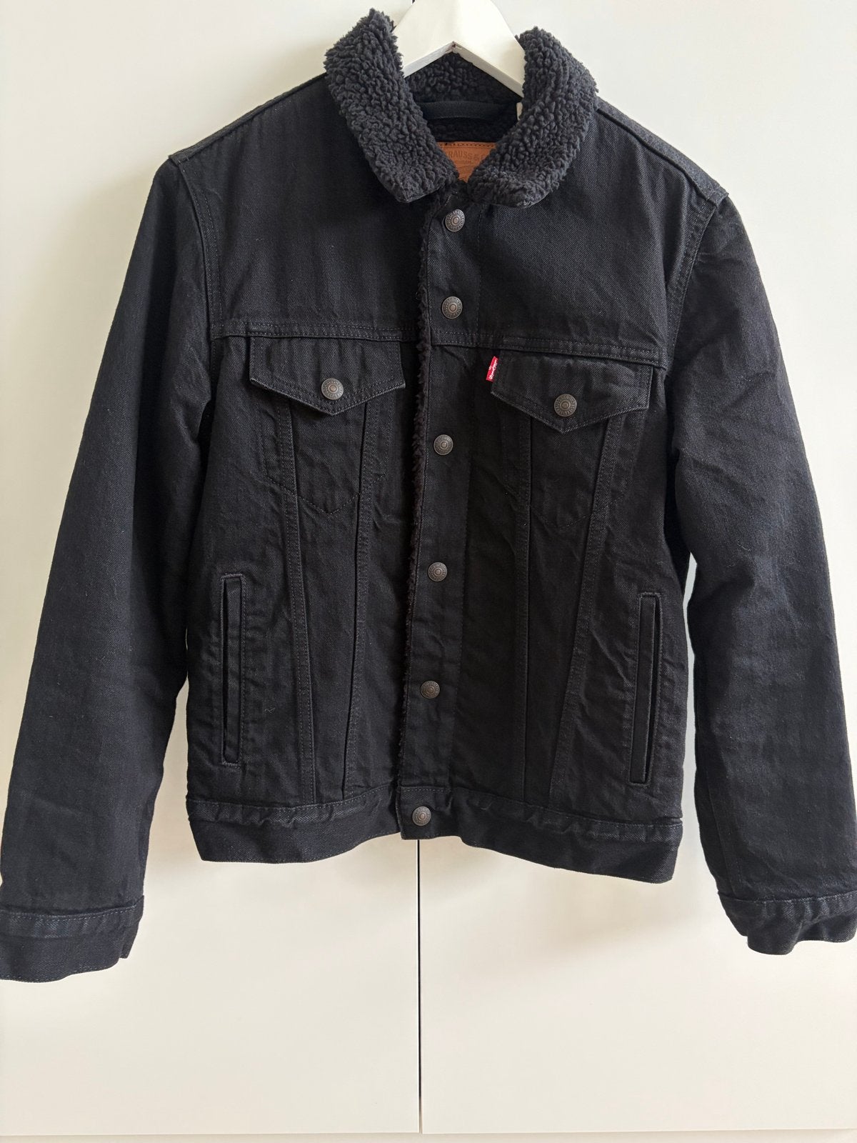 Levi's Sherpa Trucker Jacket Zwart Maat S, Ophalen of Verzenden, Zo goed als nieuw, Maat 46 (S) of kleiner, Zwart