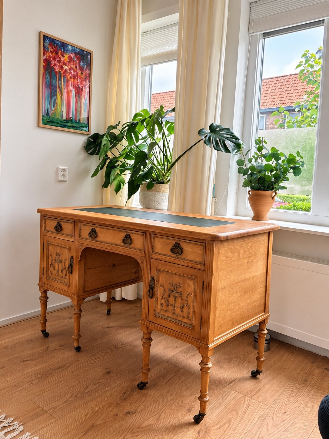 Vintage bureau, Huis en Inrichting, Gebruikt, Hout, Antiek, Bruin