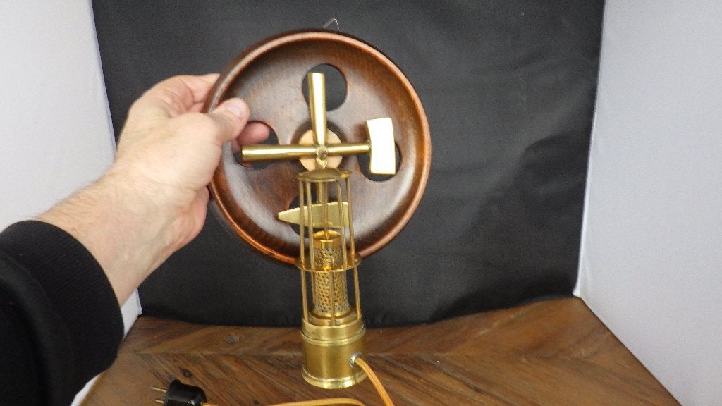 vintage mijnwerkers-wandlampje, Ophalen of Verzenden, Gebruikt, Hout, Wandlamp