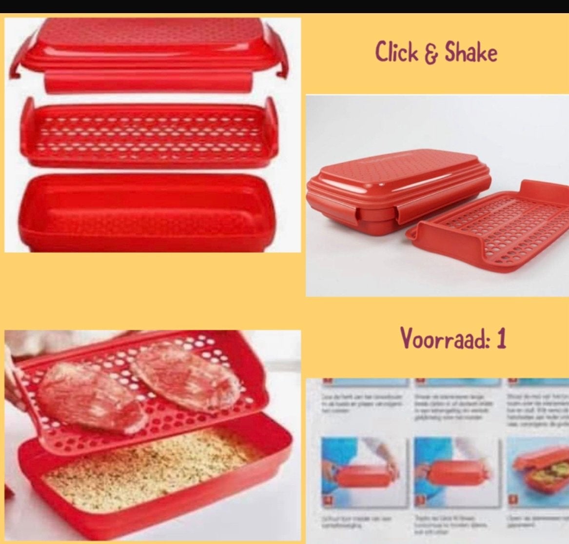Tupperware Click & Shake Mengkom - Splinternieuw Rood, Ophalen of Verzenden, Nieuw, Rood, Bak of Kom