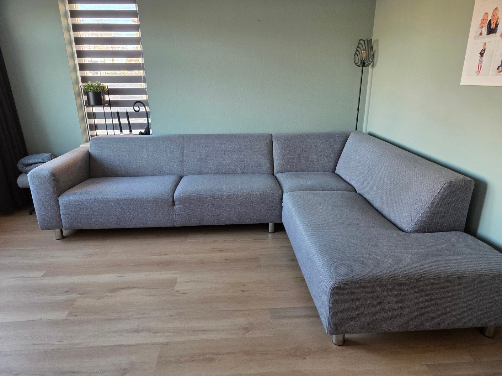 Mooie lichtgrijze hoekbank met loungegedeelte (3x2.1m), Huis en Inrichting, Banken | Bankstellen, Ophalen, Hoekbank, 300 cm of meer