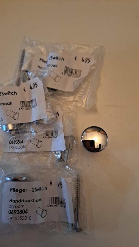 4 x Handdoekhaak Chroom - Plieger 2Switch, Ophalen of Verzenden, Nieuw, Chroom, Overige typen