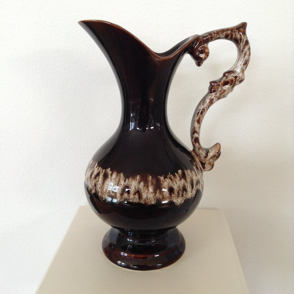 Mid Century/vintage keramische vintage kan met druipglazuur, Ophalen of Verzenden