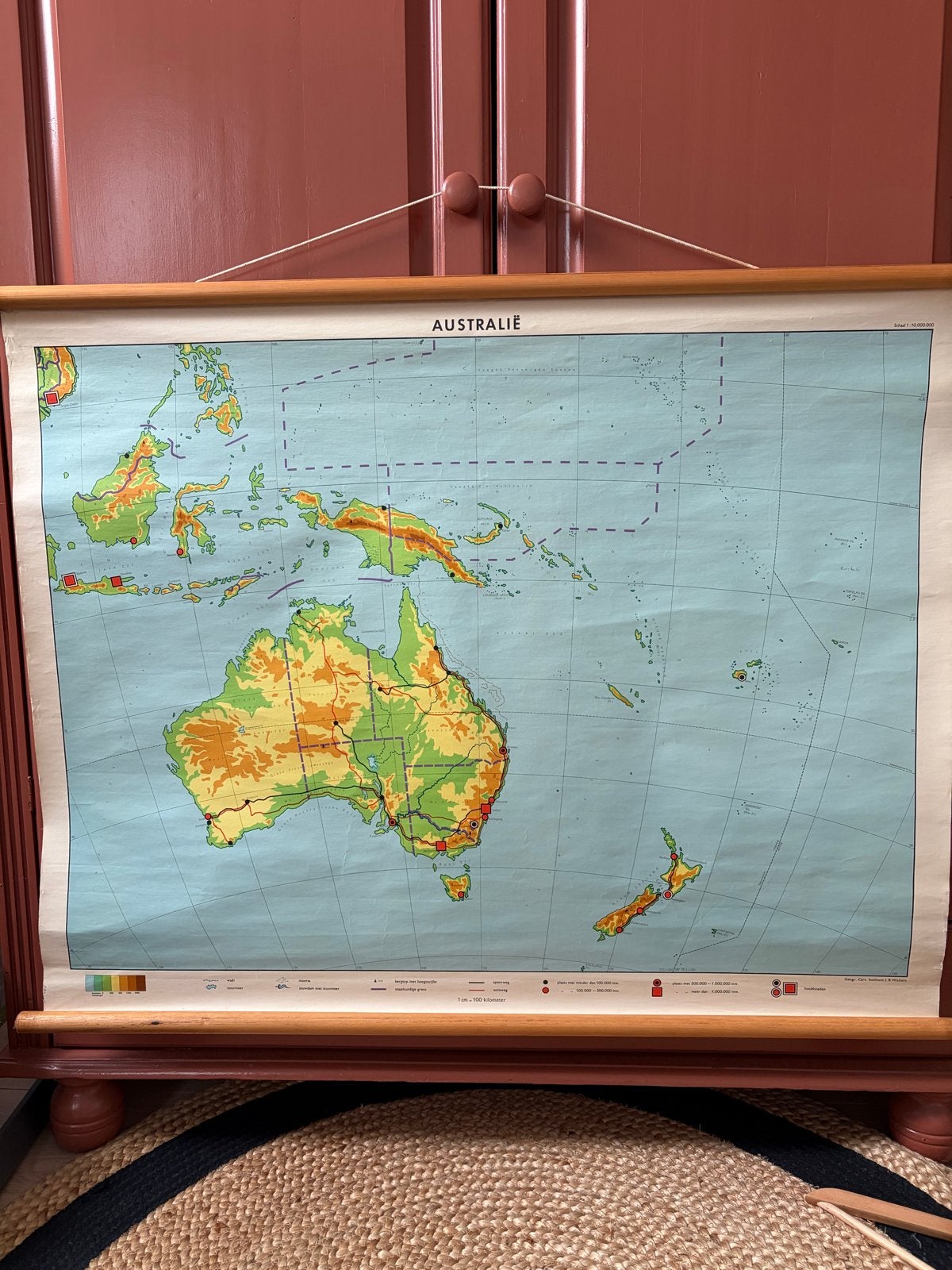 Vintage schoolkaart Australië - Aardrijkskunde, Ophalen, Aardrijkskunde