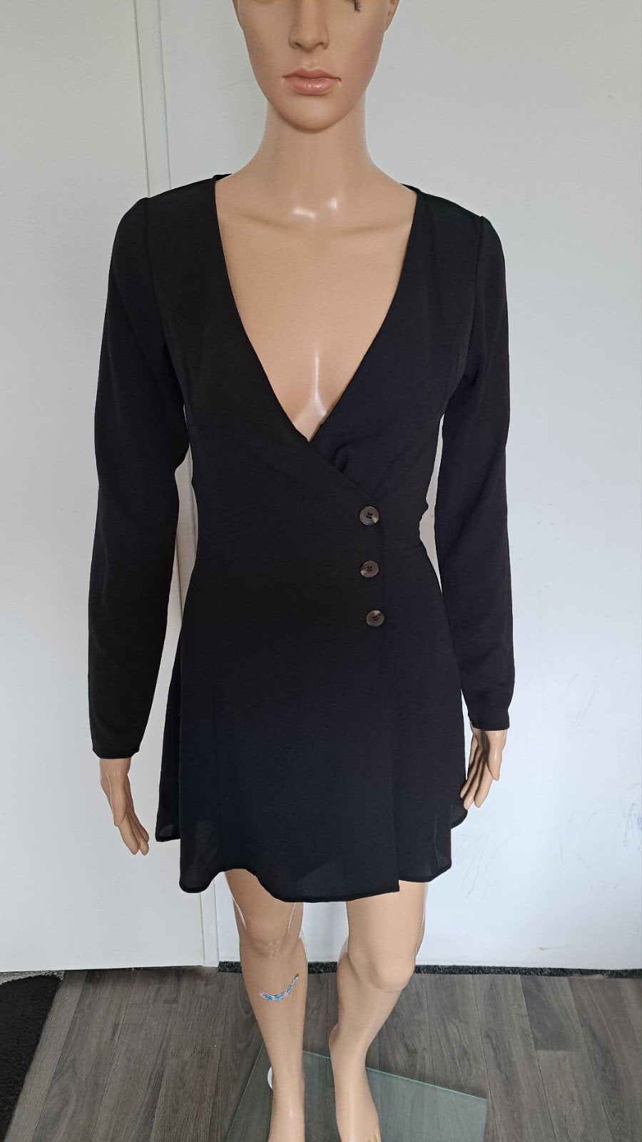 Zwart H&M Divided Jurkje met Knoopjes - Maat XS, Zwart, H&M Divided, Ophalen of Verzenden, Maat 34 (XS) of kleiner