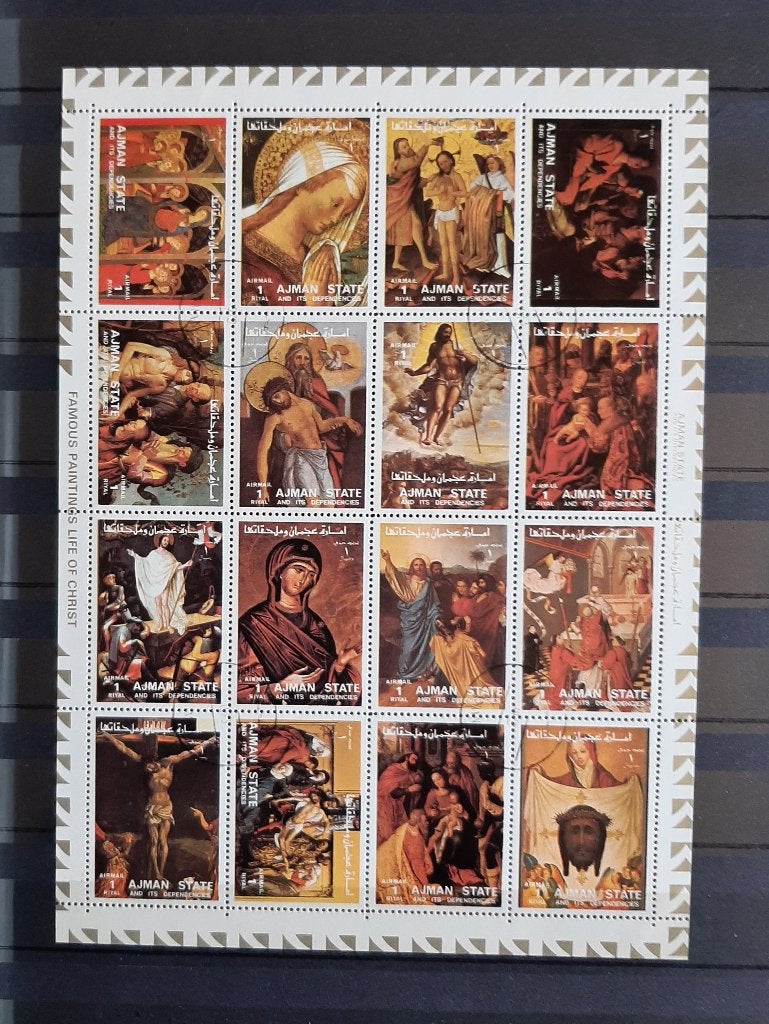Postzegelvel Ajman State Live of Christ 1973 Gestempeld, Postzegels en Munten, Ophalen, Gestempeld, Midden-Oosten
