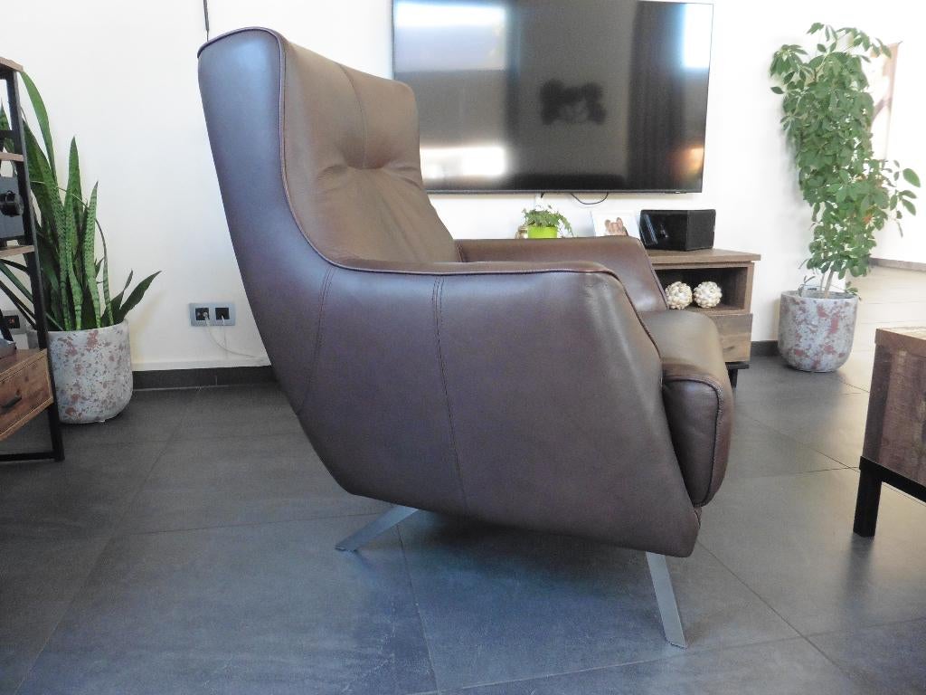 Relaxfauteuil Echt leder H&H, Ophalen, 75 tot 100 cm, Zo goed als nieuw, 75 tot 100 cm