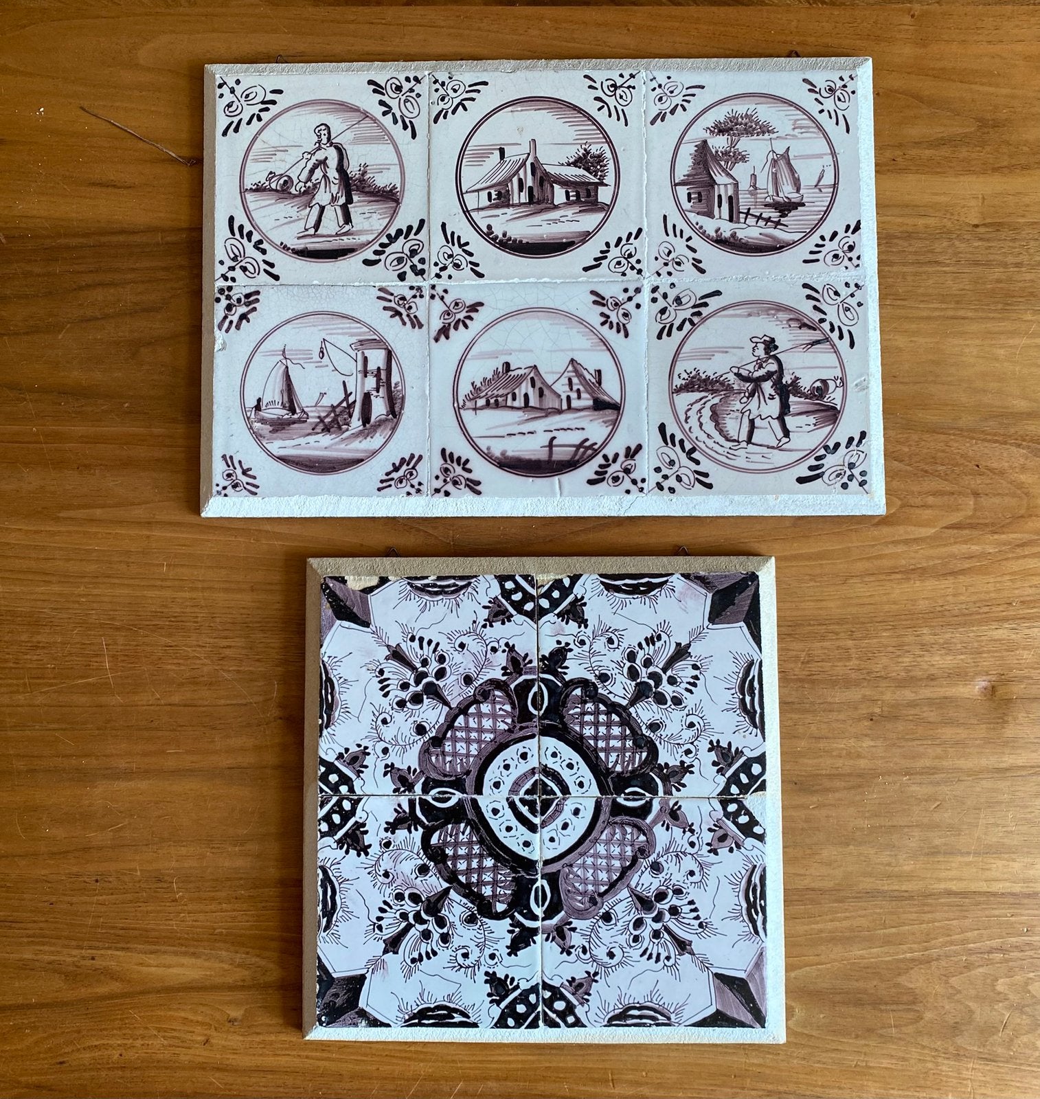 Antieke tegels paars mangaan, Ophalen of Verzenden