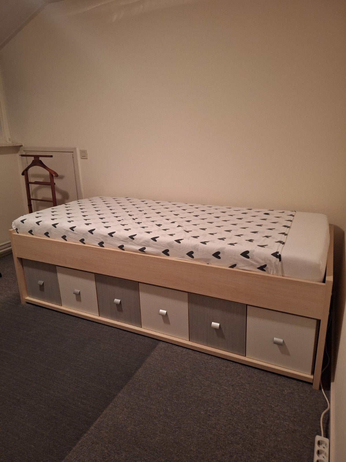 Eenpersoonsbed, 90x200, matras en dekbedovertre, Ophalen, 90 cm, Eenpersoons, Zo goed als nieuw