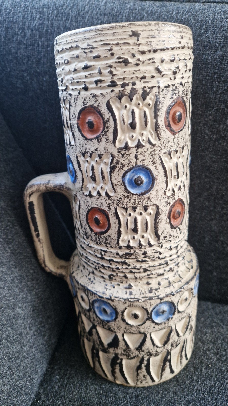 Vintage West Germany Keramiek Vaas met Handvat, Ophalen