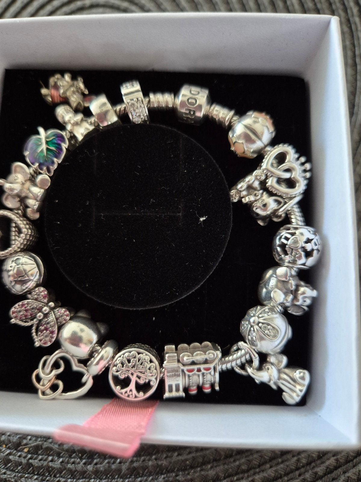 originele pandora  armband  met pandora  bedels  21 cm, Ophalen of Verzenden, Zo goed als nieuw, Met bedels of kralen, Zilver