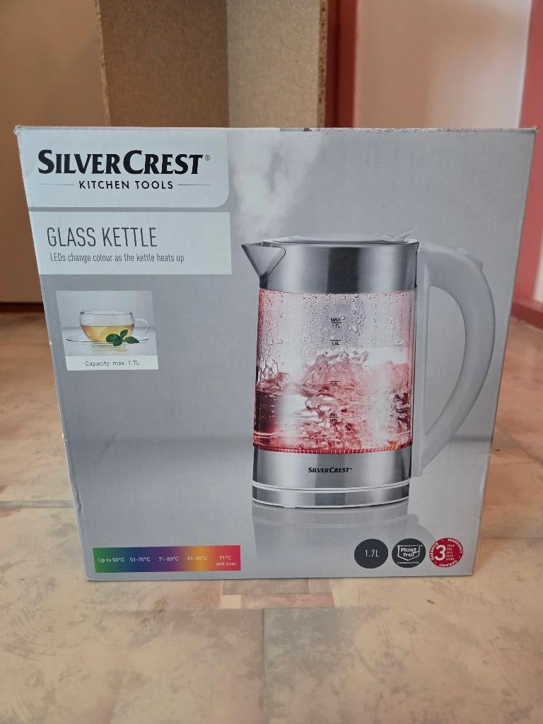 Silver Crest Glazen waterkoker, 1 tot 2 liter, Ophalen, Nieuw, Draadloos
