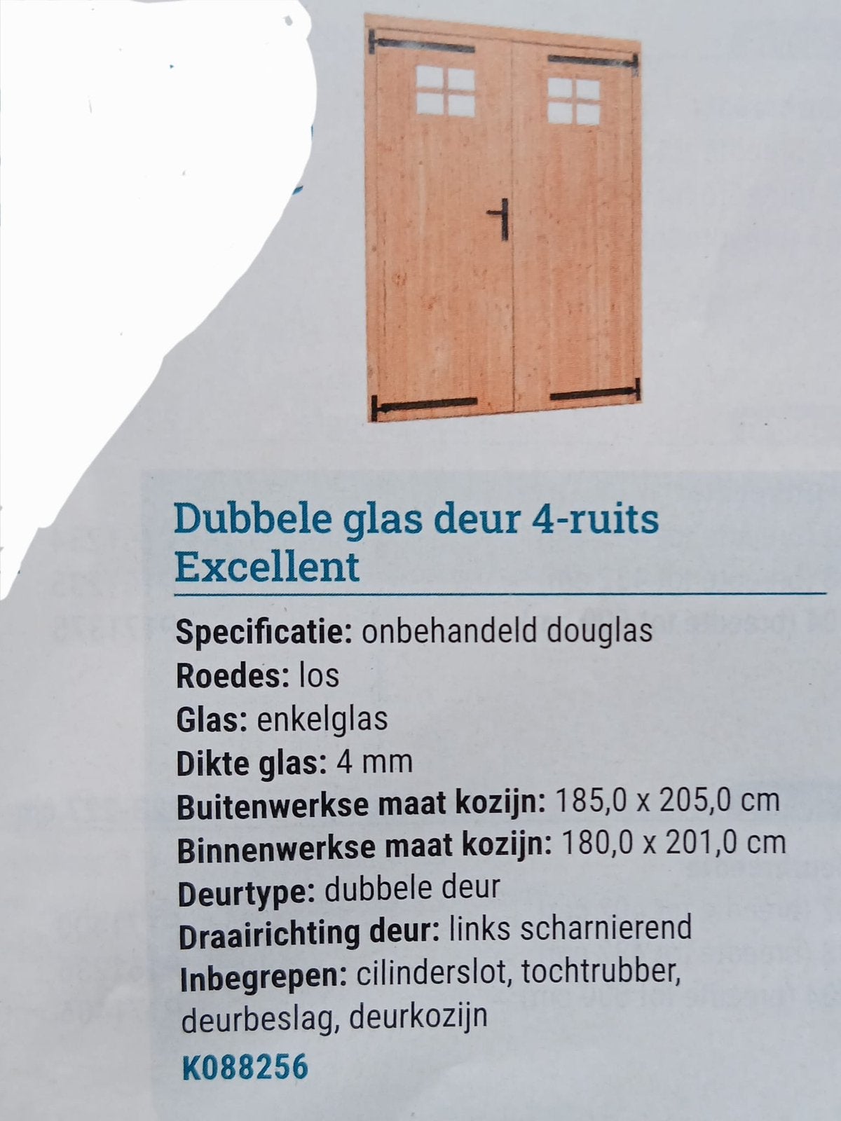 Douglas dubbele tuindeuren, Ophalen, Nieuw, 150 tot 200 cm, Hout