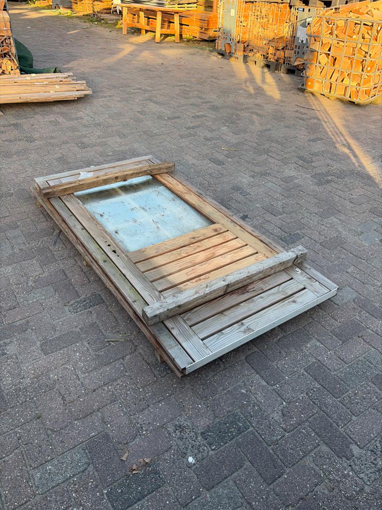 Lariks/Douglas Enkele Deur met Dubbel Glas - Onbehandeld, Gebruikt, 215 cm of meer, Wv, Bbsb