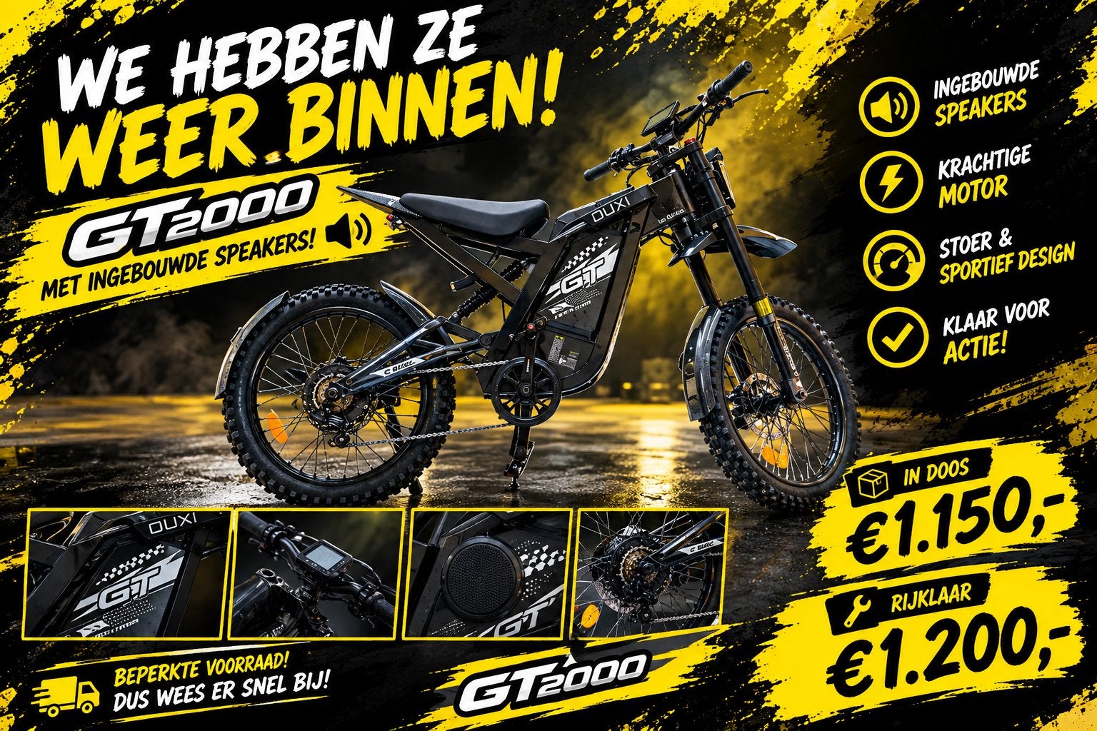 GT2000 E-bike met ingebouwde speakers - Nieuw!, Fietsen en Brommers, Ophalen, Nieuw
