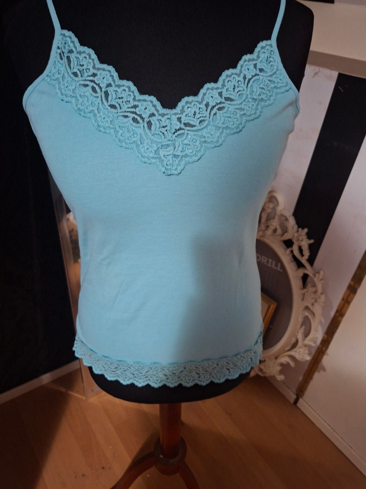 dames hemd turqoise mt 42/44, Ophalen of Verzenden, Blauw, Hemd