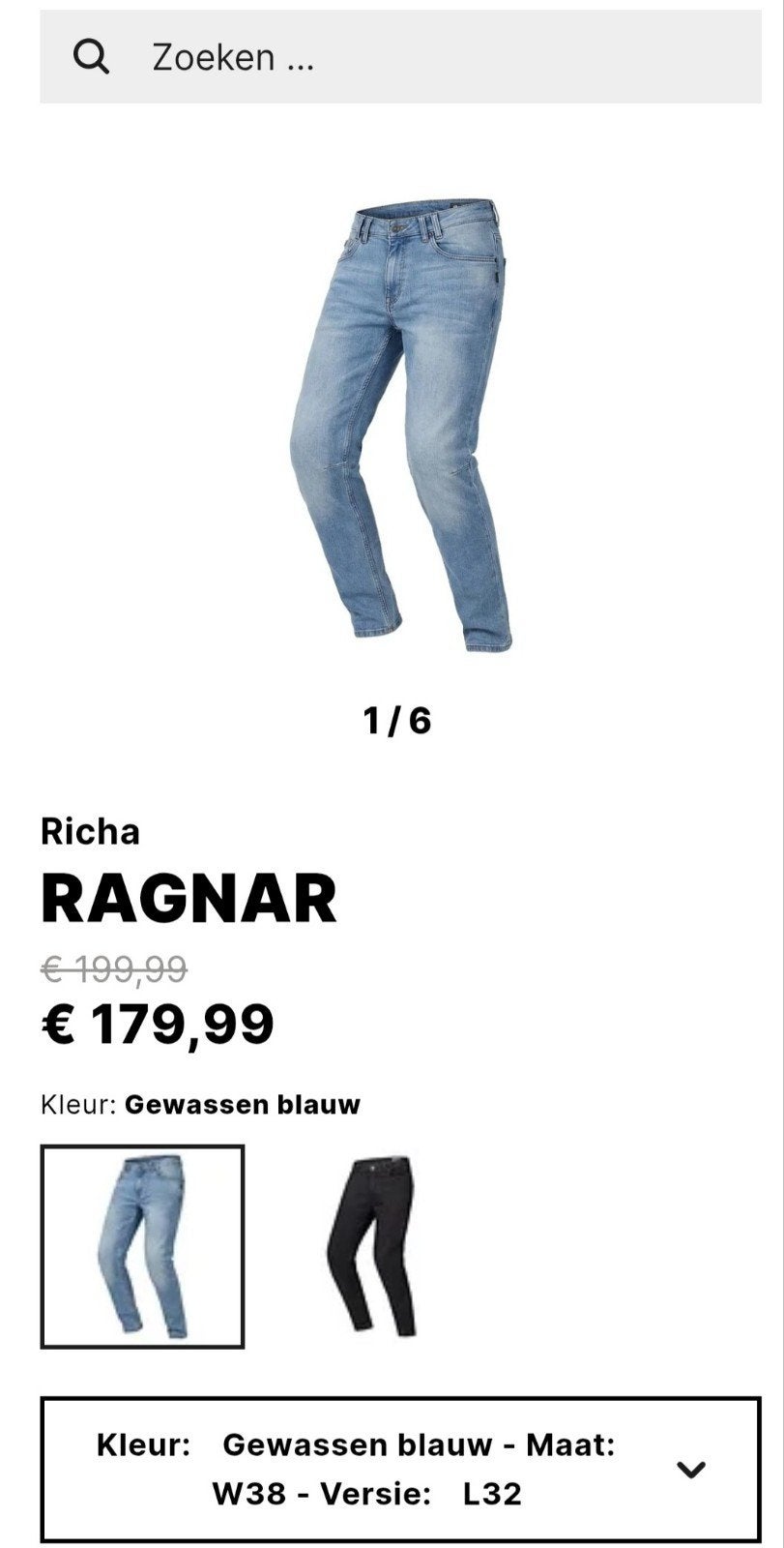 Richa Ragnar AAA Motorjeans 38/32 - D3O Protectoren - Zo goe, Ophalen of Verzenden, Tweedehands, Broek | textiel