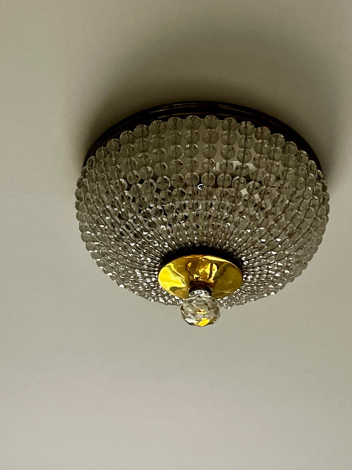 Plafondlamp met kristallen kralen, Gebruikt, Vintage, Meerkleurig, Ophalen of Verzenden