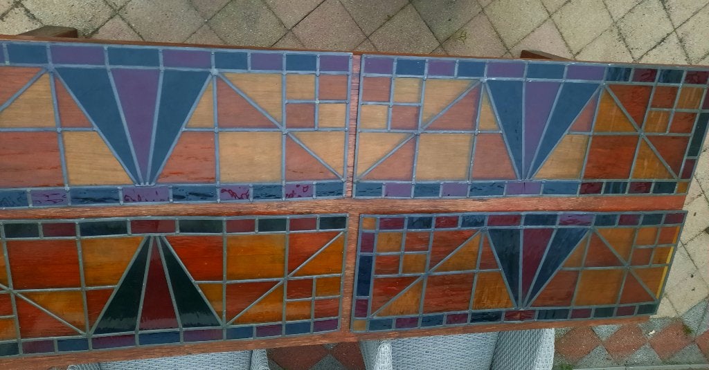 Set van 4 glas-in-lood panelen (93x35), Doe-het-zelf en Verbouw, Ophalen, Gebruikt, Minder dan 80 cm, Glas in lood
