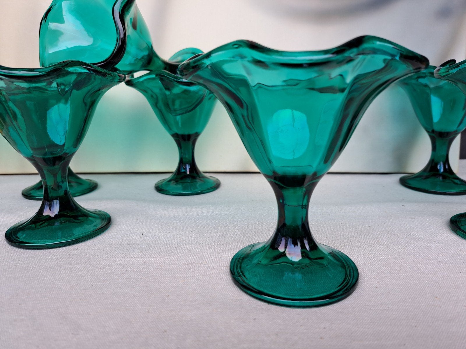 Set van 6 Fidenza Italië Smaragdgroene Vintage IJscoupes
​Op, Ophalen of Verzenden