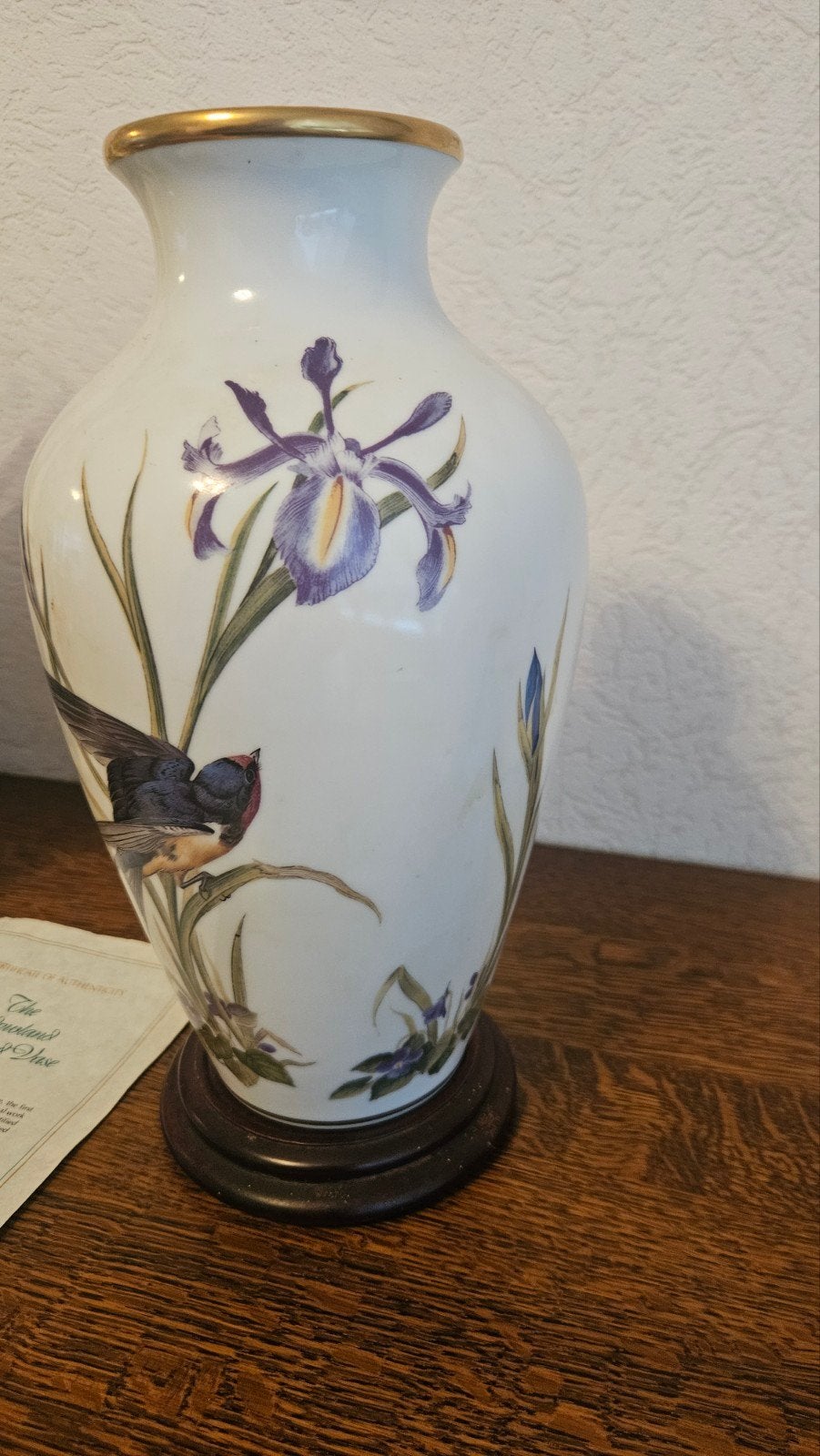 Franklin Porcelain "The Meadowland Bird Vase" 1980, Ophalen