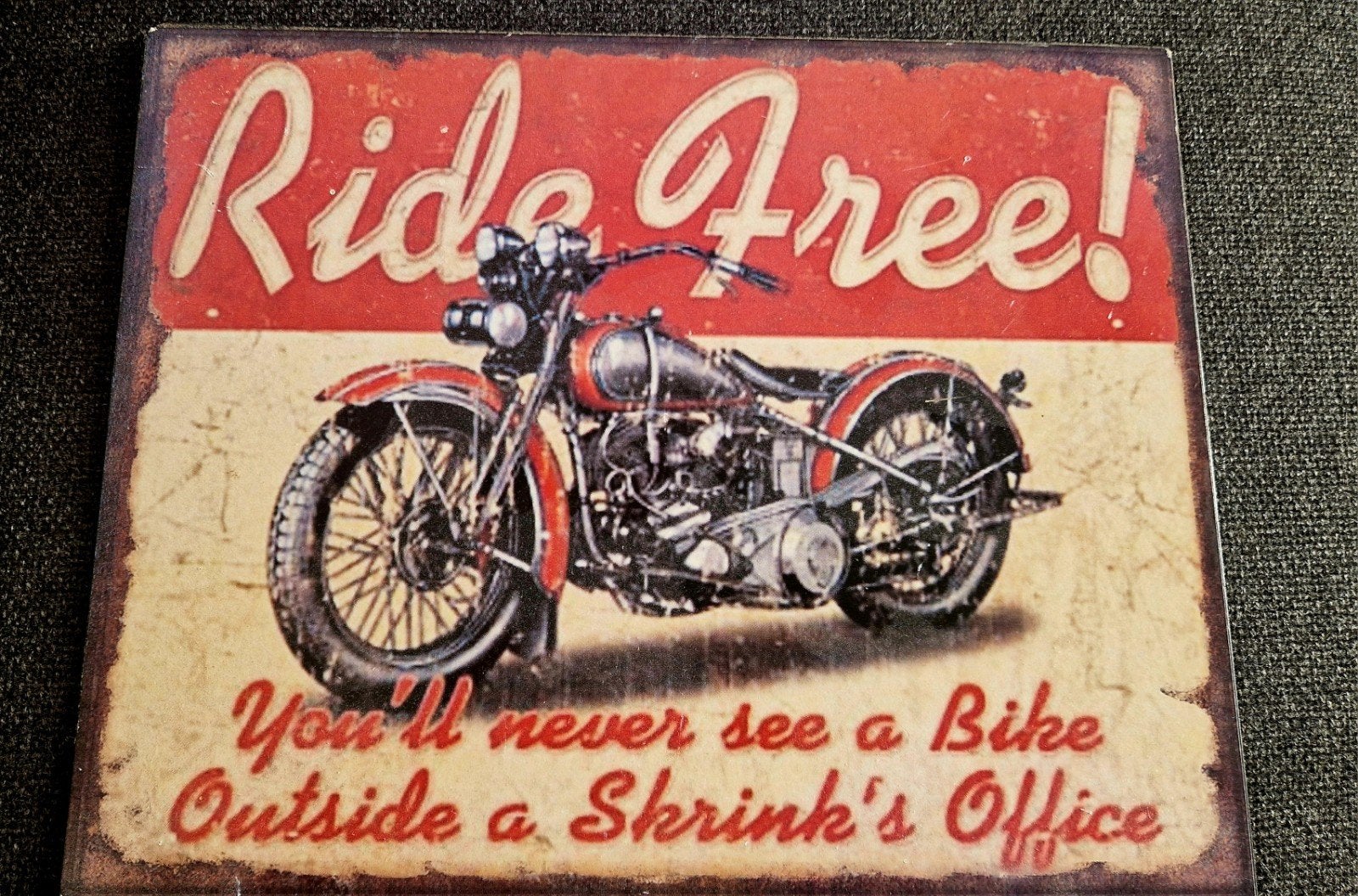 Vintage Motorfiets Wanddecoratie - "Ride Free!", Ophalen, Nieuw, Motoren