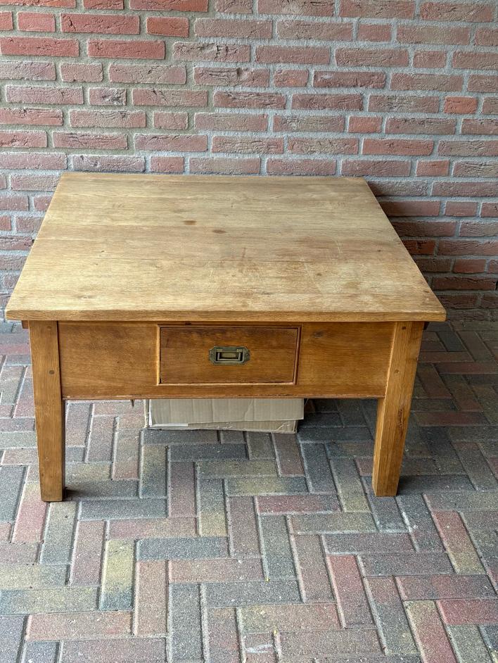 Houten tafel met lade - 89x88x50 cm, Ophalen, Gebruikt, 100 tot 150 cm, 50 tot 100 cm