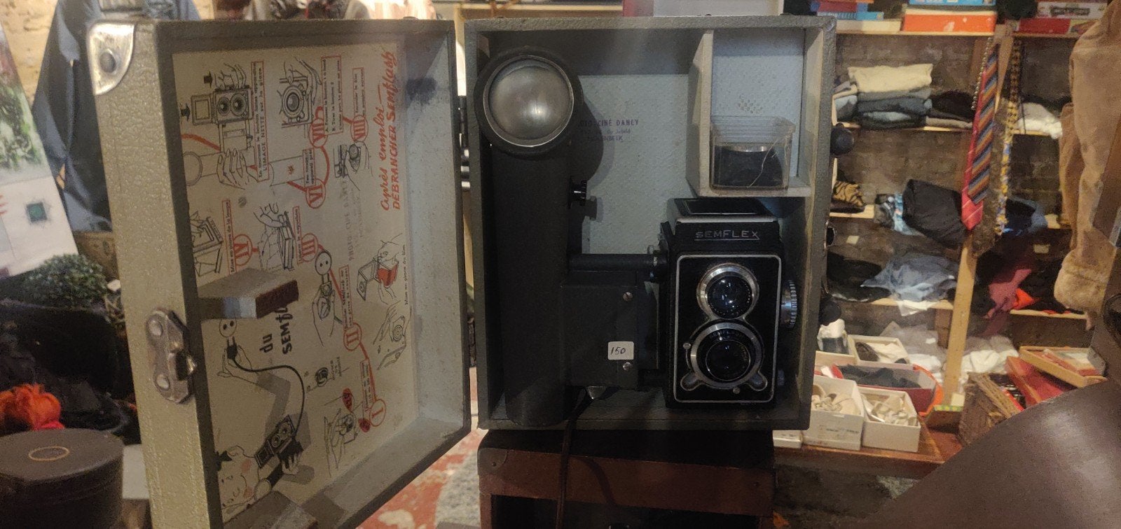 Vintage Semflex spiegelreflexcamera met koffer, Ophalen of Verzenden, Gebruikt, Overige Merken