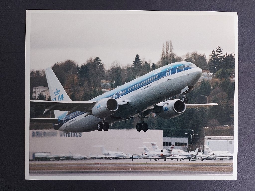 Foto van de eerste KLM Boeing 737-800 (F978), Ophalen of Verzenden, Gebruikt, Kaart, Foto of Prent
