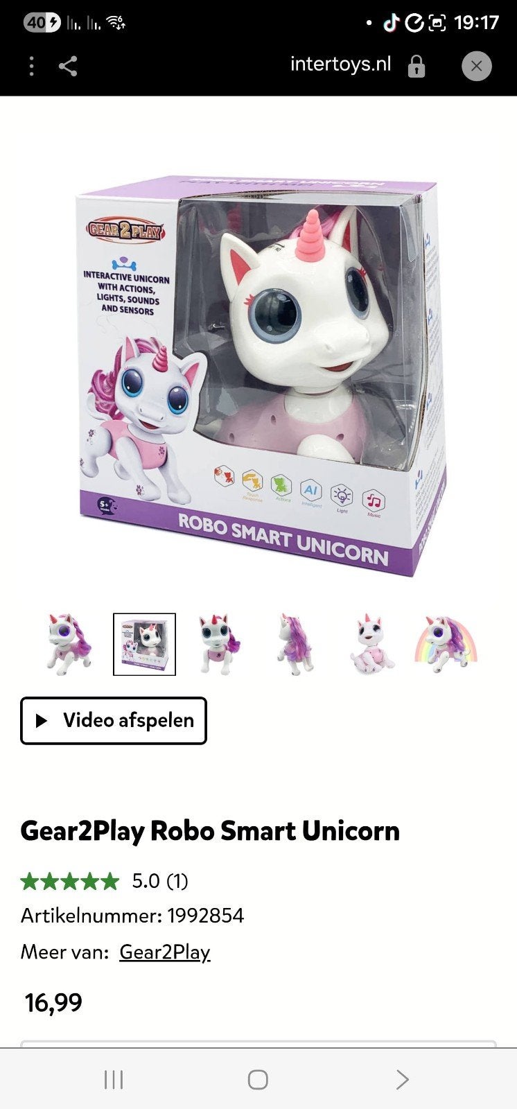 Gear 2 Play Robo Smart Unicorn & Hond (Intertoys),, Ophalen, Zo goed als nieuw, Jongen of Meisje
